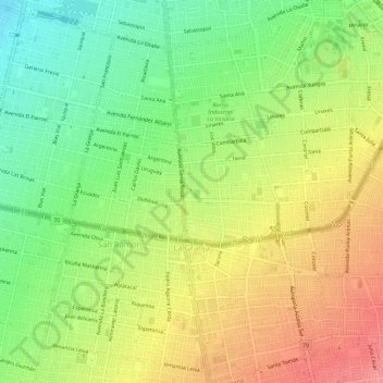 Mapa topográfico La Granja, altitud, relieve