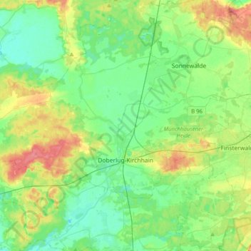 Mapa topográfico Doberlug-Kirchhain, altitud, relieve