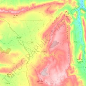 Mapa topográfico Camarillas, altitud, relieve