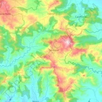 Mapa topográfico Zapotal, altitud, relieve