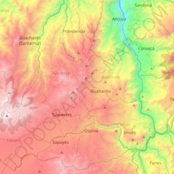 Mapa topográfico La Sabana, altitud, relieve