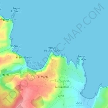 Mapa topográfico Playa La Isla, altitud, relieve