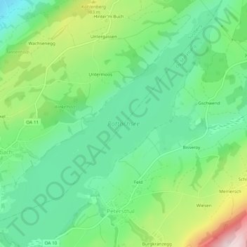 Mapa topográfico Rottachsee, altitud, relieve