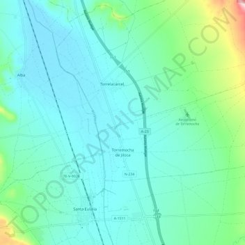 Mapa topográfico Torremocha de Jiloca, altitud, relieve