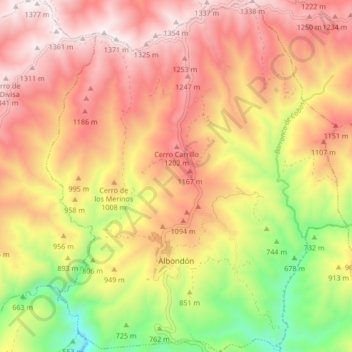 Mapa topográfico Albondón, altitud, relieve