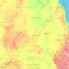 Mapa topográfico Sudán, altitud, relieve