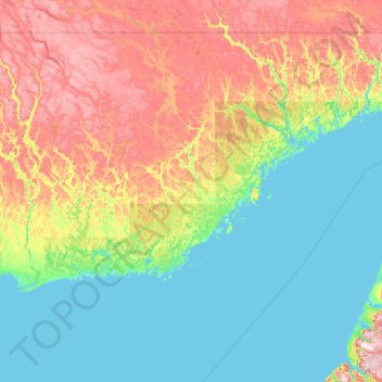 Mapa topográfico Côte-Nord-du-Golfe-du-Saint-Laurent, altitud, relieve