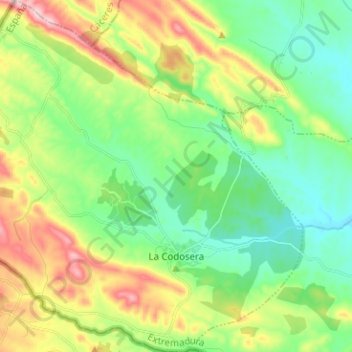 Mapa topográfico La Codosera, altitud, relieve