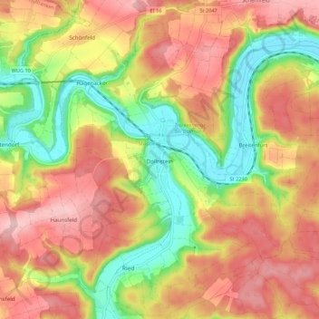 Mapa topográfico Dollnstein, altitud, relieve