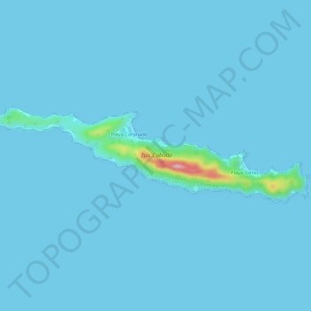 Mapa topográfico Isla Caballo, altitud, relieve