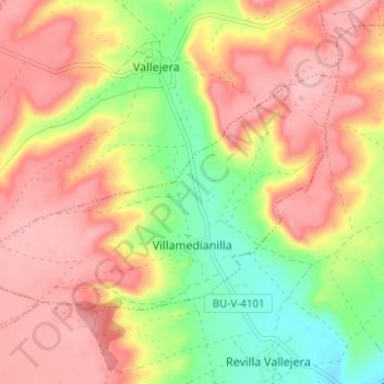 Mapa topográfico Villamedianilla, altitud, relieve