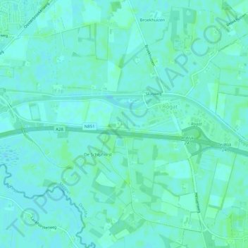 Mapa topográfico Rogat, altitud, relieve