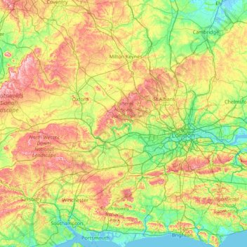 Mapa topográfico Themse, altitud, relieve