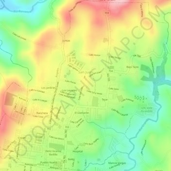 Mapa topográfico San Juan, altitud, relieve