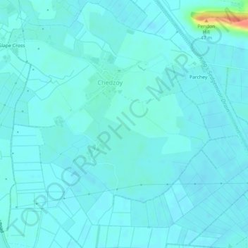 Mapa topográfico Chedzoy, altitud, relieve