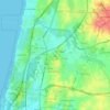 Mapa topográfico Hadera, altitud, relieve