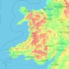 Mapa topográfico Wales, altitud, relieve