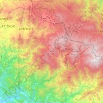 Mapa topográfico Dota, altitud, relieve