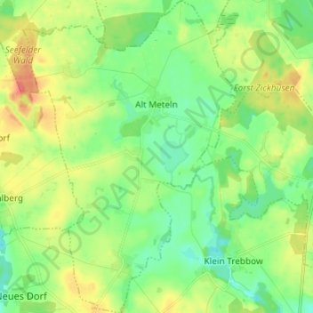 Mapa topográfico Alt Meteln, altitud, relieve