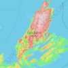 Mapa topográfico Cape Breton Island, altitud, relieve