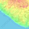 Mapa topográfico Liberia, altitud, relieve