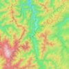Mapa topográfico Shirakawa, altitud, relieve