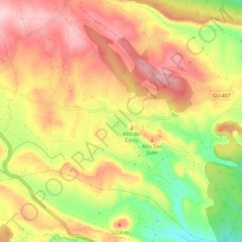 Mapa topográfico Clares, altitud, relieve
