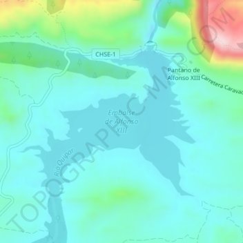 Mapa topográfico Embalse de Alfonso XIII, altitud, relieve