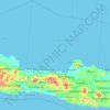 Mapa topográfico Java Central, altitud, relieve