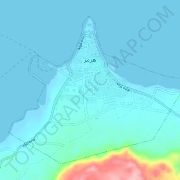 Mapa topográfico Hormuz, altitud, relieve