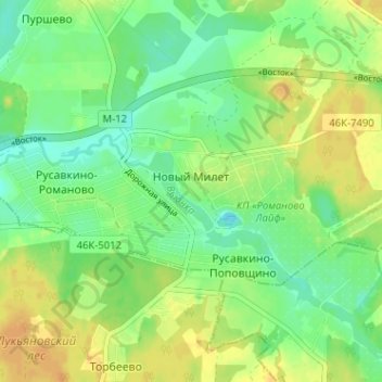 Mapa topográfico Новый Милет, altitud, relieve