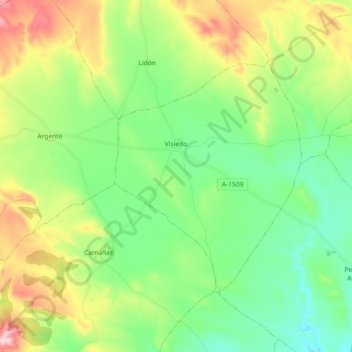 Mapa topográfico Visiedo, altitud, relieve