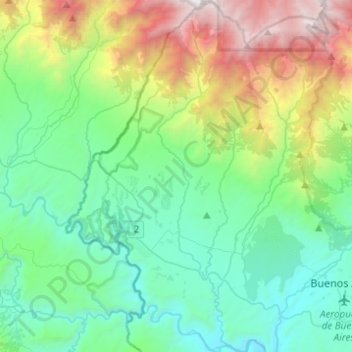 Mapa topográfico Volcán, altitud, relieve