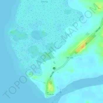 Mapa topográfico San Carlos, altitud, relieve