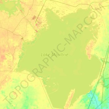 Mapa topográfico Lake Moultrie, altitud, relieve