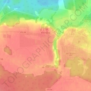 Mapa topográfico Вильповицы, altitud, relieve