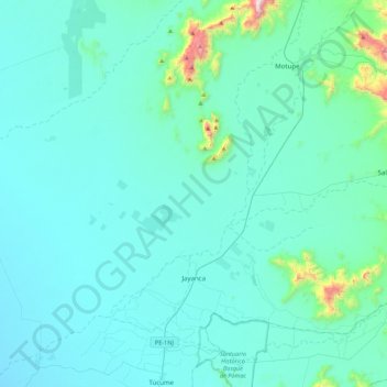 Mapa topográfico Jayanca, altitud, relieve