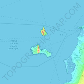 Mapa topográfico Favignana, altitud, relieve