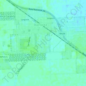 Mapa topográfico Las Fincas, altitud, relieve