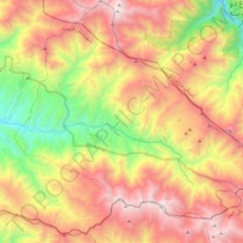 Mapa topográfico الموت پائین, altitud, relieve