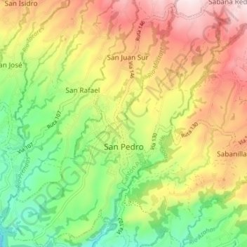 Mapa topográfico San Pedro, altitud, relieve