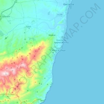 Mapa topográfico Mojácar, altitud, relieve