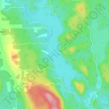 Mapa topográfico Lac Pope, altitud, relieve