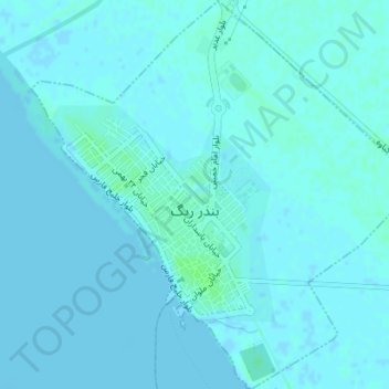 Mapa topográfico Bandar Rig City, altitud, relieve