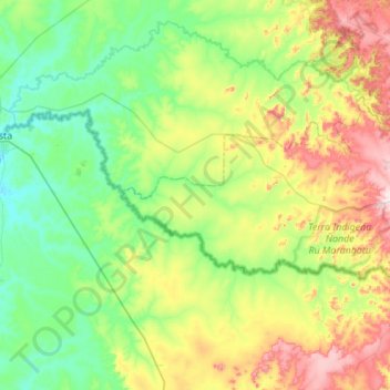 Mapa topográfico Río Estrella, altitud, relieve