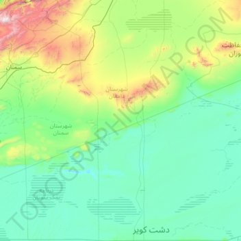 Mapa topográfico دهستان قهاب رستاق, altitud, relieve