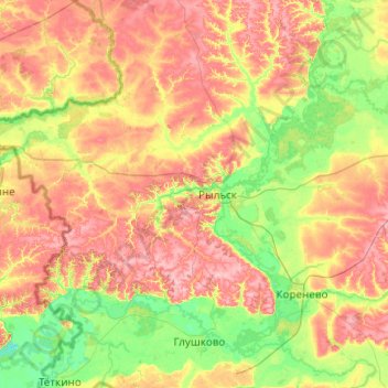 Mapa topográfico Рыльский район, altitud, relieve