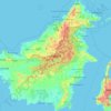 Mapa topográfico Isla de Borneo, altitud, relieve