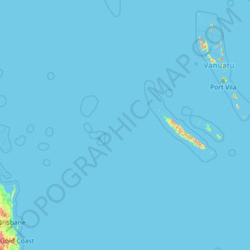 Mapa topográfico Nueva Caledonia (EEZ), altitud, relieve