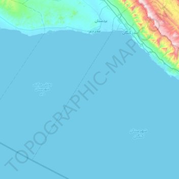 Mapa topográfico دهستان حومه کنگان, altitud, relieve